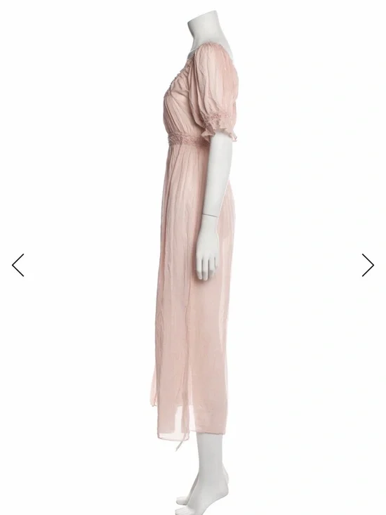 Doen Eclipse Blush Pink Midi Dress with Ruffle Trim - Picture 2 of 3